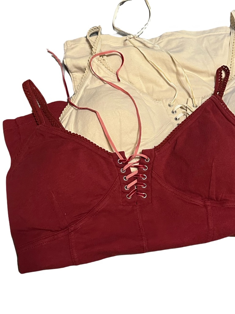 Lace-Up Babydoll Tank Top Set Burgundy Cream Juniors M | Bodicecore Y2K